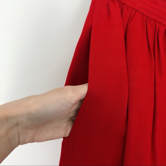 SOLD YSL Vintage Red Button Front Midi Skirt - Picture 5 of 6